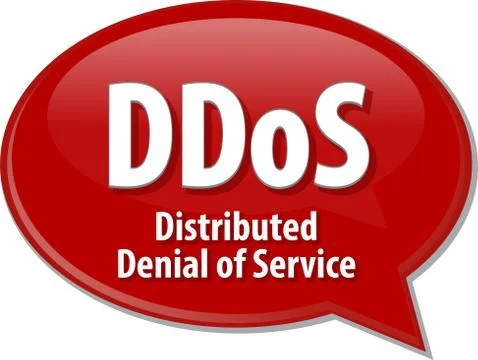 DDoS acronym definition speech bubble illustration Stock Illustration