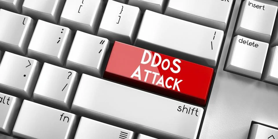 Ddos attack - computer keyboard - 3D illustration Stock Illustration