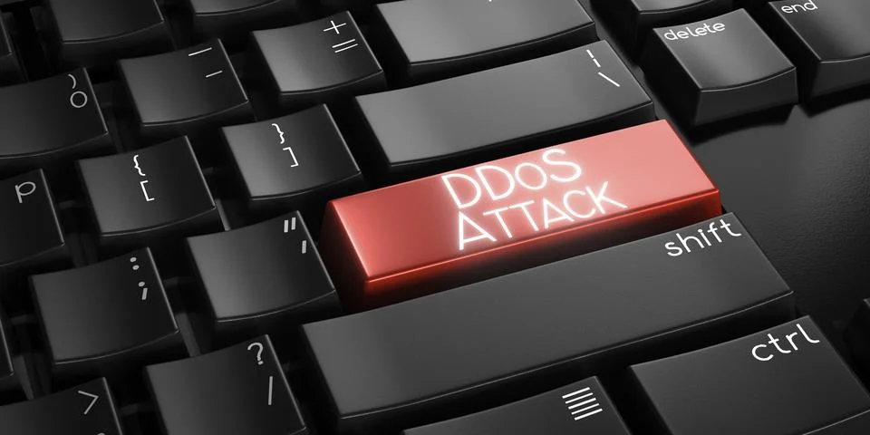 Ddos attack - computer keyboard - 3D illustration Stock Illustration