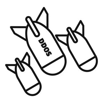 Ddos attack concept with bombs falling down Stock Illustration
