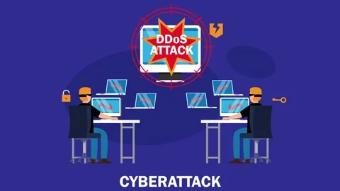 DDoS Attack Concept with Hackers Launching Cyberattack to Target and Crash .. 库存影片 337943290