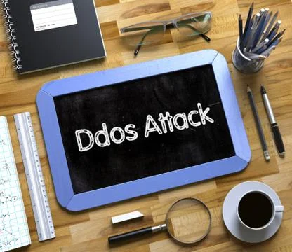 Ddos Attack Concept on Small Chalkboard. Illustrazione stock