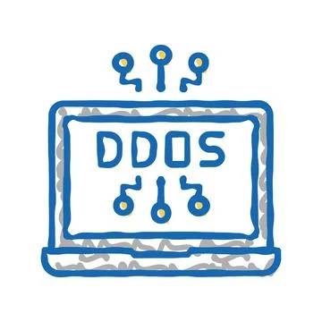 Ddos attack icon doodle illustration Stockillustratie