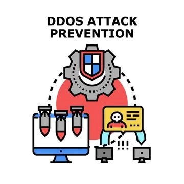 Ddos attack prevention protecting network infrastructure from cyber threats Stock Illustration