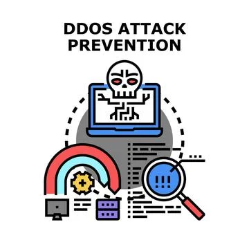 Ddos attack prevention protecting network infrastructure from cyber threats Stock Illustration