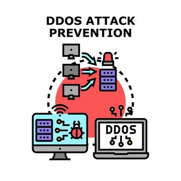 Ddos attack prevention protecting server infrastructure concept Stock Illustration