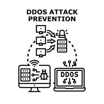 Ddos attack prevention protecting server infrastructure concept Stock-Illustration