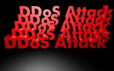 Ddos attack written in 3d against black background 스톡 일러스트