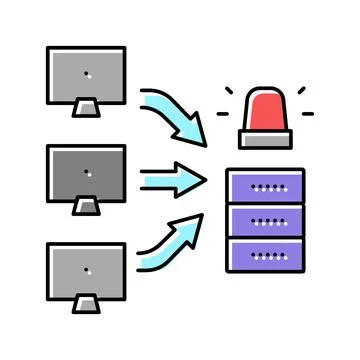 Ddos attacks color icon vector illustration Stock Illustration