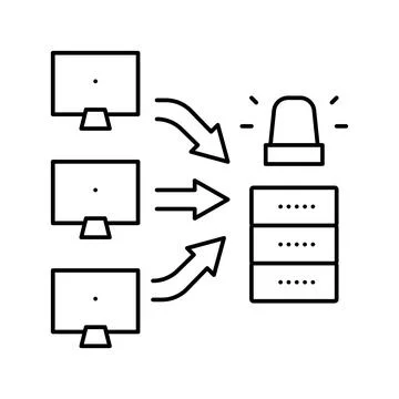Ddos attacks line icon vector illustration Stock Illustration