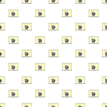 Ddos cyber attack bomb laptop seamless pattern イラスト素材