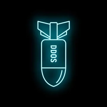 Ddos cyber attack digital bomb neon icon イラスト素材