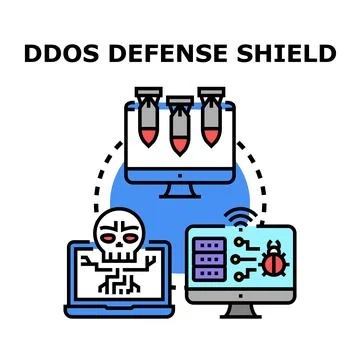 Ddos defense shield protecting computer network system 库存插图