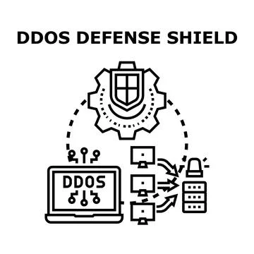 Ddos defense shield protecting server from attack Stock-Illustration