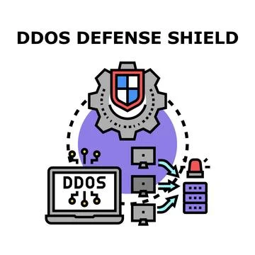 Ddos defense shield protecting server from attack Stock-Illustration