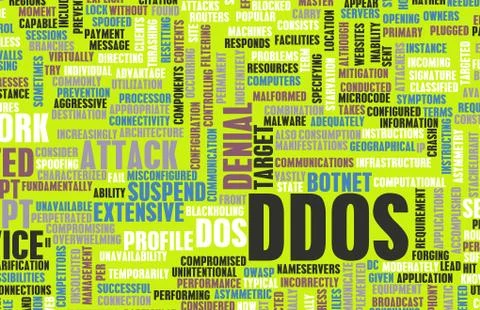 Ddos distributed denial of service attack 스톡 일러스트