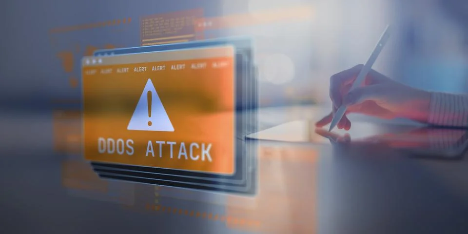 DDOS Distributed Denial of Service Attack Alert for Cybersecurity Threat De.. Фото