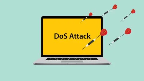 Ddos dos denial of service attack with laptop attacked イラスト素材