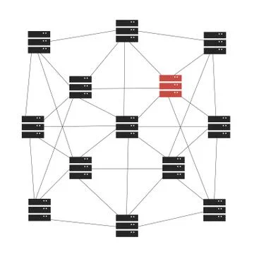 DDoS hacker attack. computer security and network threat Illustrazione stock