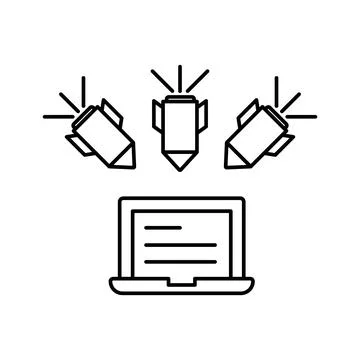 Ddos icon linear logo mark in black and white イラスト素材