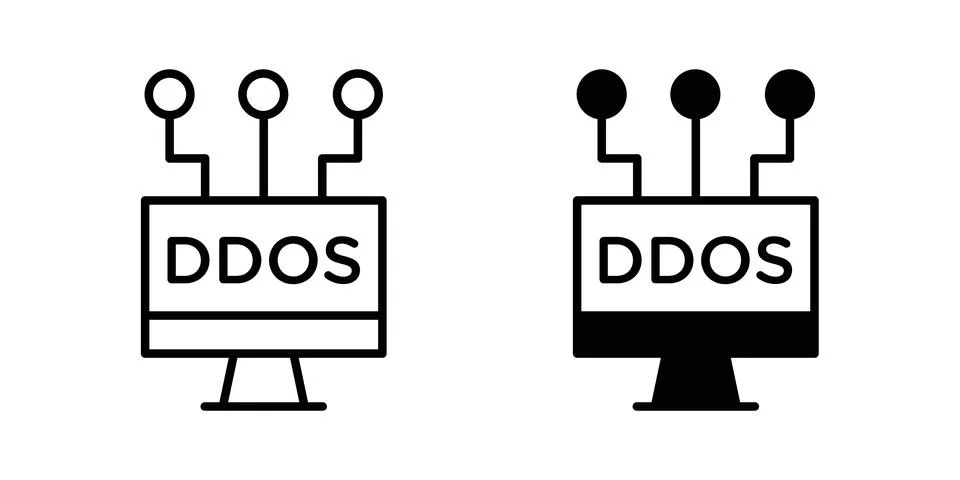 Ddos icon vector template set in black Stock Illustration