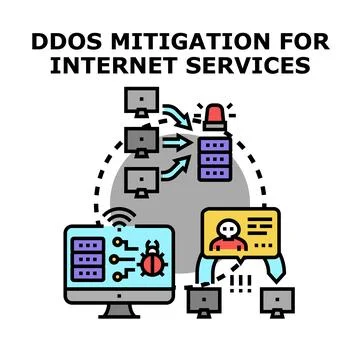 Ddos mitigation for internet services security concept Stock Illustration