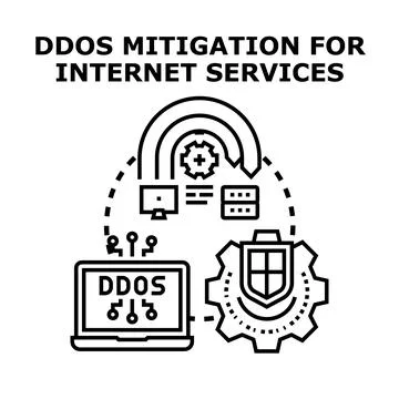 Ddos mitigation protecting internet services cyber security Illustrazione stock