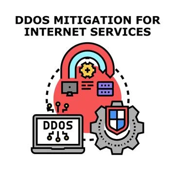 Ddos mitigation protecting internet services cyber security Illustrazione stock