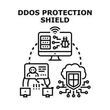 Ddos network protection shield defense system concept Stock Illustration