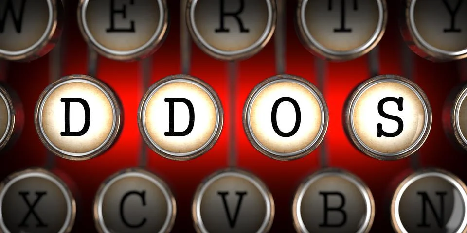 DDOS on Old Typewriter's Keys. Stock Illustration