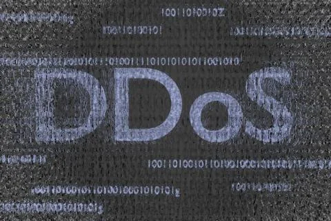 Ddos in progress attack infected code background 3d render Stock Illustration