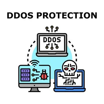 Ddos protection concept for network security イラスト素材