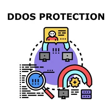 Ddos protection system preventing online cyber attack Stock Illustration