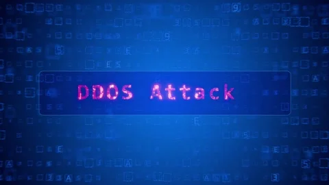 DDoS sign. Concept of a DDoS attack on computer systems. Stock Footage 333341334