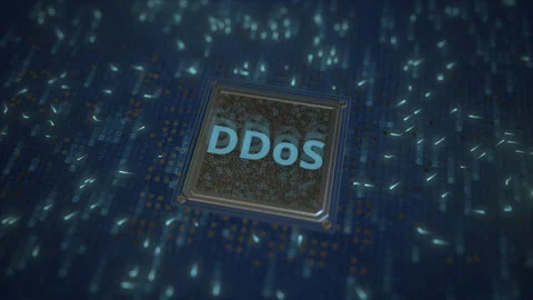 DDOS text on a computer processor 3d animation Stock Footage 151472218