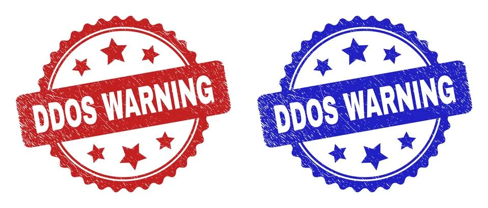 DDOS WARNING Rosette Seals Using Scratched Style 스톡 일러스트