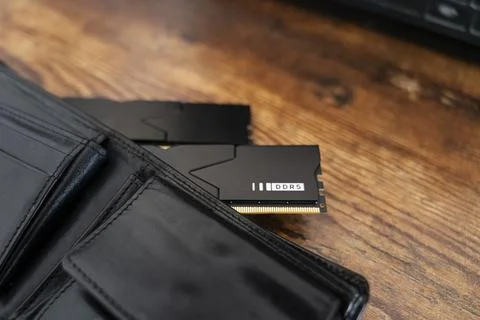 DDR 5 Ram memory module in a wallet Stock Photos