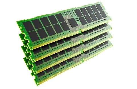 DDR memory modules stack computer RAM. 3D rendering 스톡 일러스트