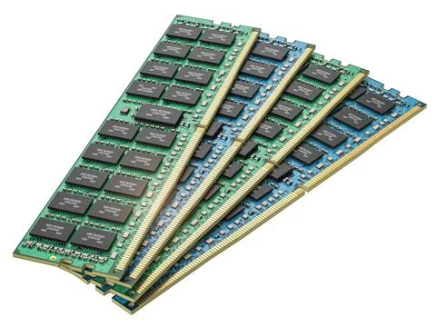 DDR ram computer memory modules isolated on white. Stock Photos