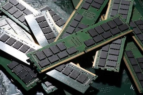DDR RAM memory chips. Memory for servers and workstations. PC RAM modules f.. Stock Photos