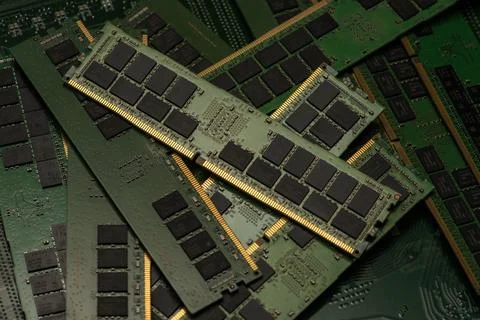 DDR RAM memory chips. Memory for servers and workstations. PC RAM modules f.. Stock Photos