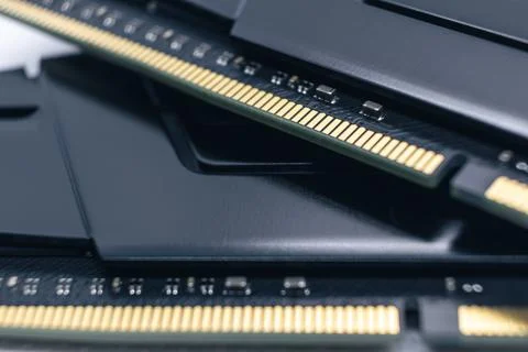 DDR4 DRAM computer hardware memory module macro Stock Photos