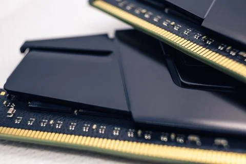 DDR4 DRAM computer memory module hardware macro Stock Photos