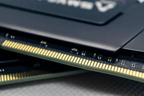 DDR4 DRAM memory module computer hardware close-up Stock Photos