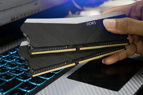 DDR5 RAM is a type of RAM that is very popular and in high demand. Stock Photos