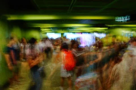 Ddynamic movement of crowded people Stock Photos