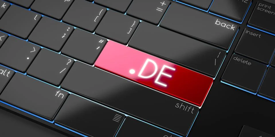 DE domain - modern computer keyboard - 3D illustration 스톡 일러스트