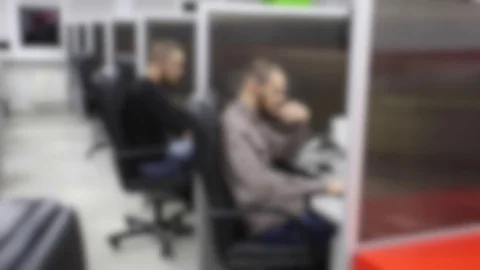 De-focus and blurred background, support team, office space with people at work Stock Footage 83732208