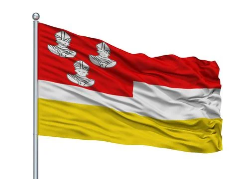 De Friese Meren City Flag On Flagpole, Netherlands, Isolated On White Back... Stock Photos