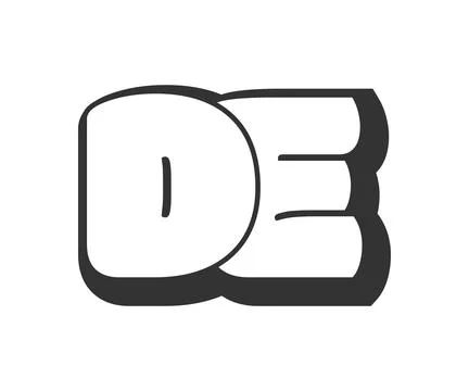 DE logo, bubble comic lettering, rounded in graffiti style black and white .. Illustrazione stock